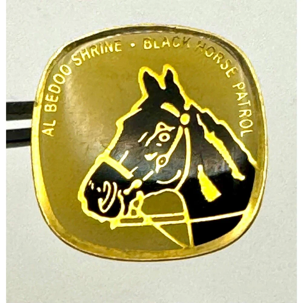Al Bedoo Shrine Black Horse Patrol Pin Vintage Fraternal Historic Collectible